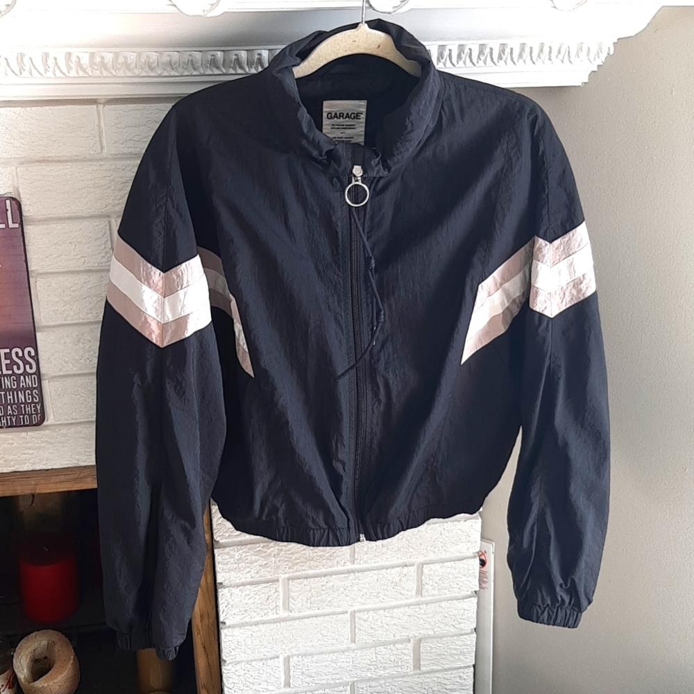 Garage Women's Old School Y2K 90's Cropped Wide Sleeves Black Spring Jacket Sz S